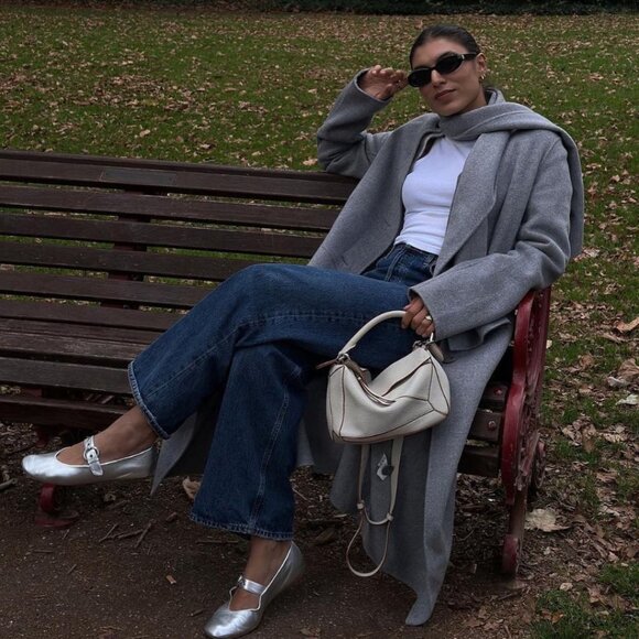 REFORMATION Bethany Ballet Flat in Silver Size US 9 - Picture 2 of 11